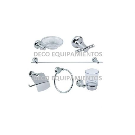 Kit Accesorio Set Baño 6 Piezas 100% Metalico