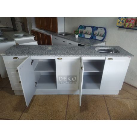 Mueble Cocina Bajo Mesada Mdf Dos Metros Con Granito