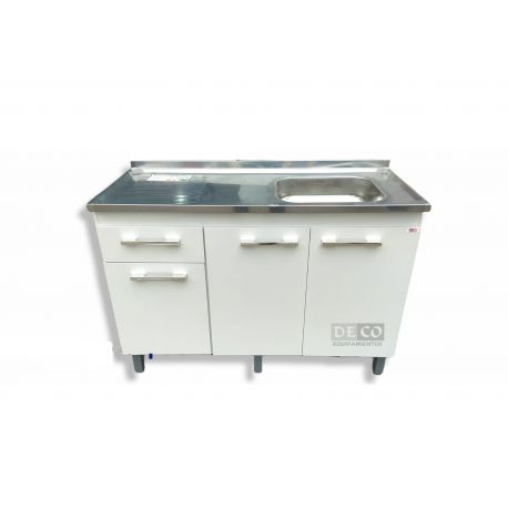 Mueble Con Mesada Acero Pileta Derecha Acero Inox 