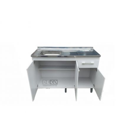 Mueble Con Mesada Acero Pileta Derecha Acero Inox 