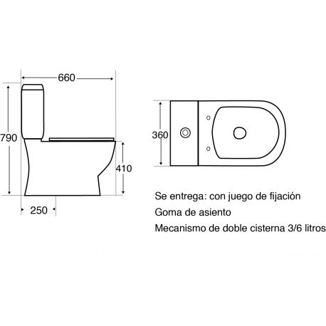 Water Inodoro Con Mochila Gala Con Tapa Cierre Lento